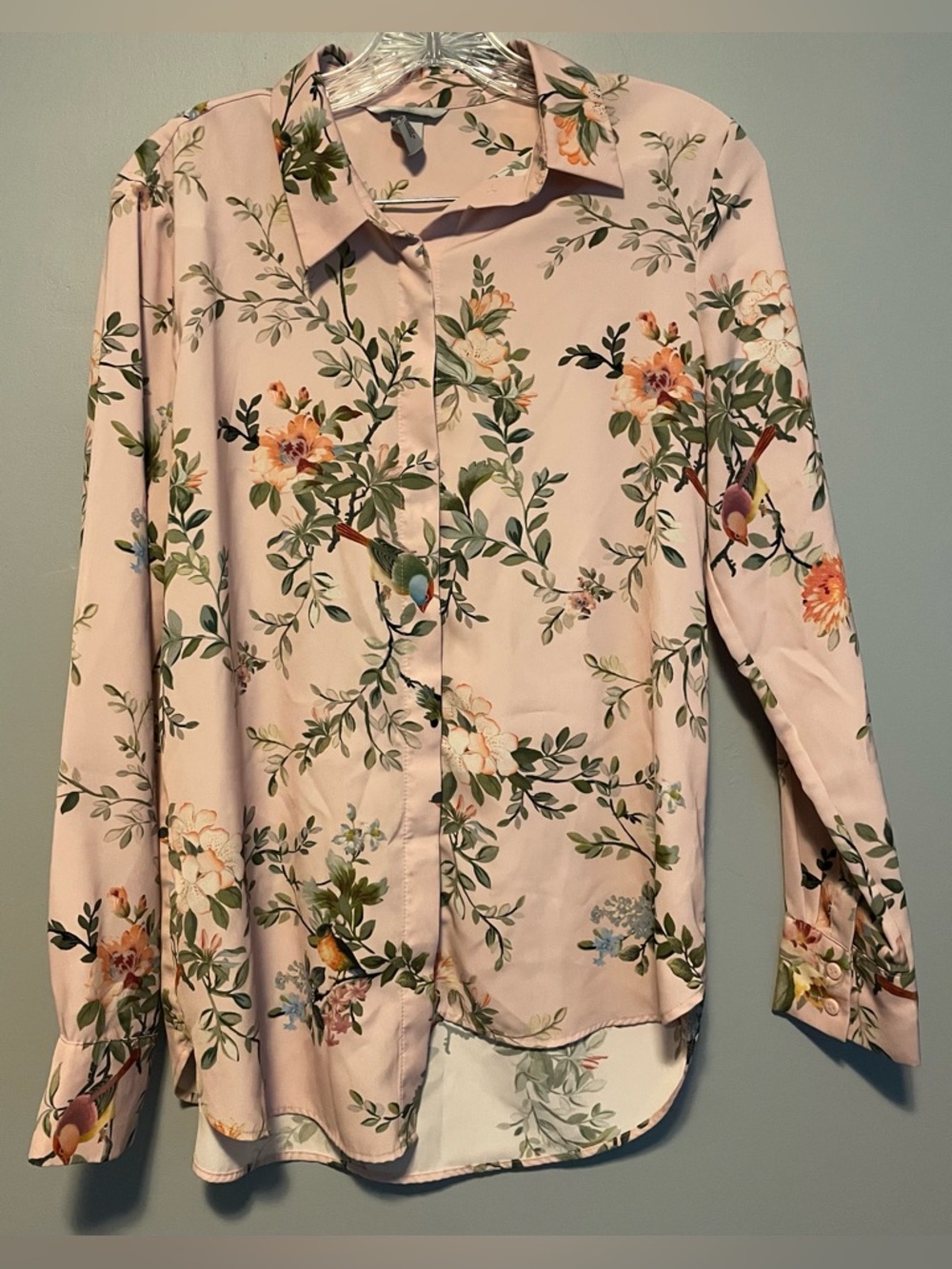 H&M Light Pink Floral Button-Up Blouse